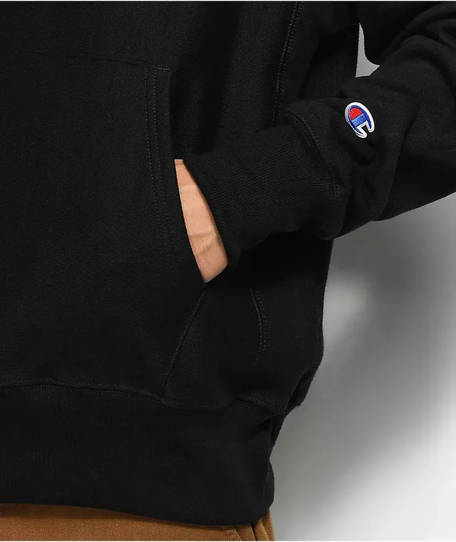 Champion Reverse Weave Small Logo Black Hoodie CoolSprings Galleria