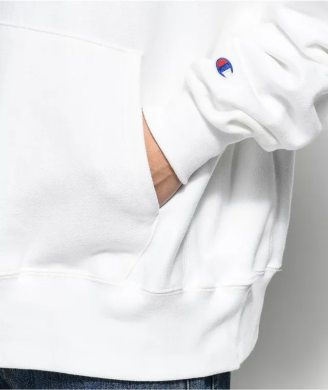 White champion reverse weave hoodie hotsell