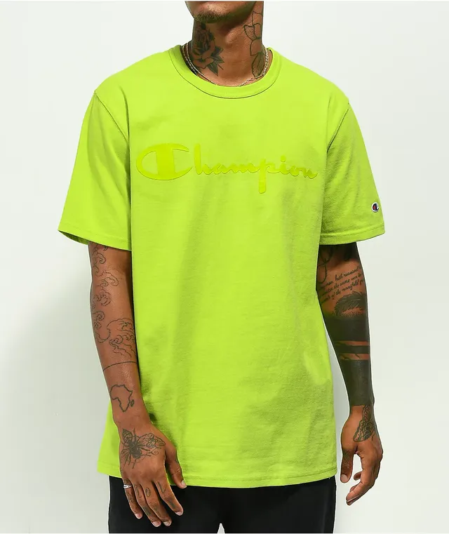 Champion Silicon Script Lime Green T-Shirt at Hamilton Place in