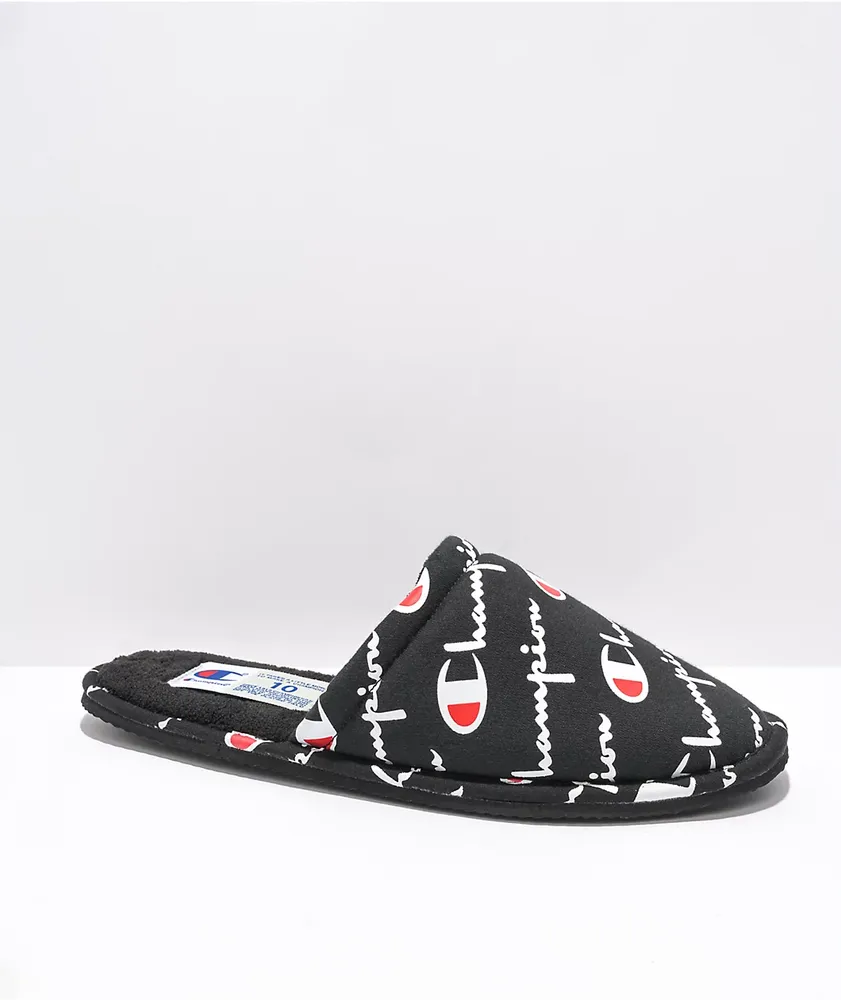 Champion women's university hotsell script black slippers