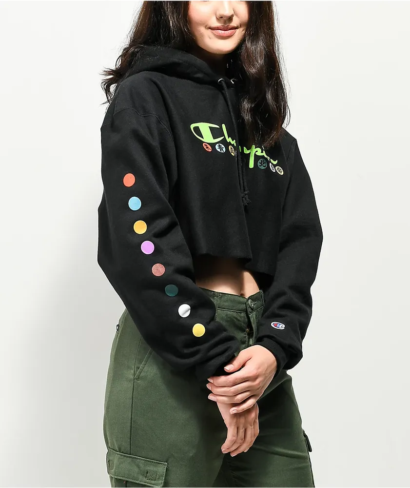Cropped champion hoodie sale black