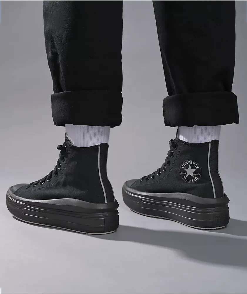 Converse all black platform cheap