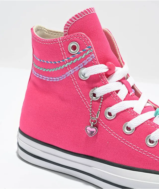 Pink converse high clearance tops girls