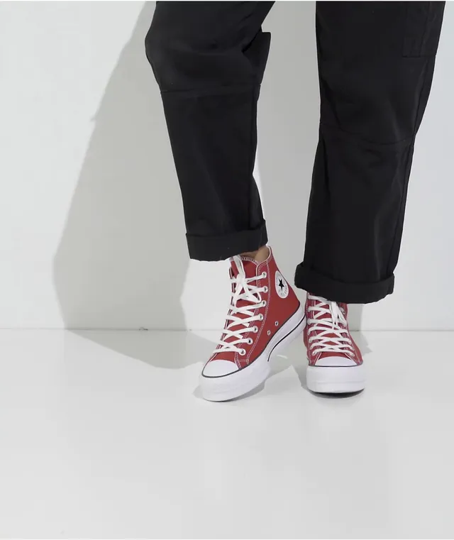 Red platform store converse shoes
