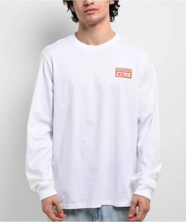 Converse Logo White Long Sleeve T Shirt Shop Midtown
