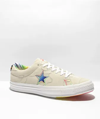 Converse one star skate yellow white gum hairy top suede