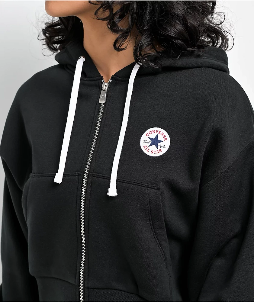 Converse Retro Chuck Taylor Black Crop Zip Jacket at