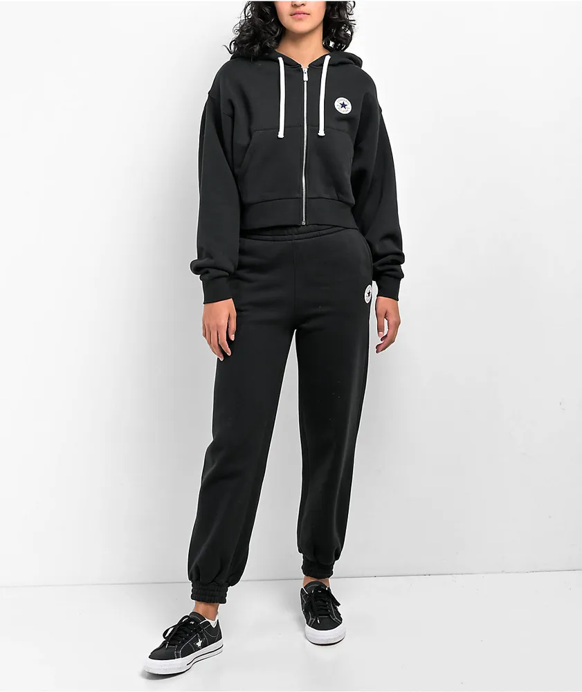 Converse Retro Chuck Taylor Black Crop Zip Jacket at