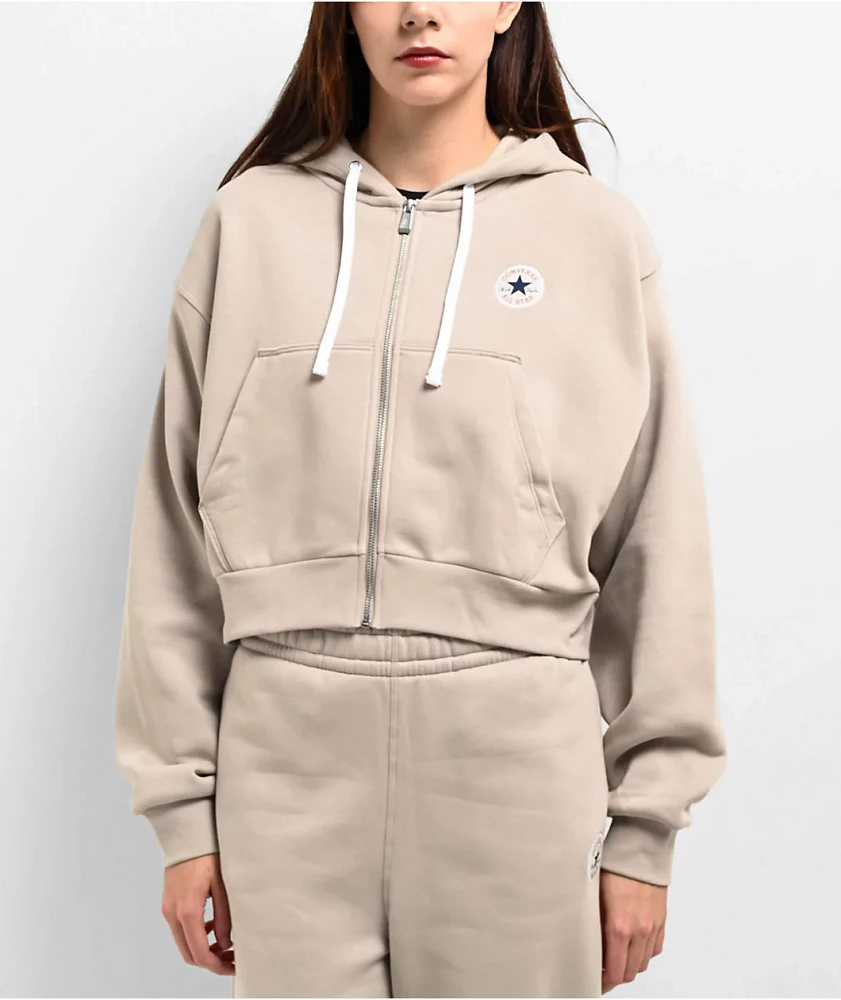 Converse Retro Cream Crop Zip Hoodie | Arden Fair