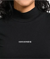Converse Wordmark Black Mock Neck Crop T-Shirt at Hamilton Place
