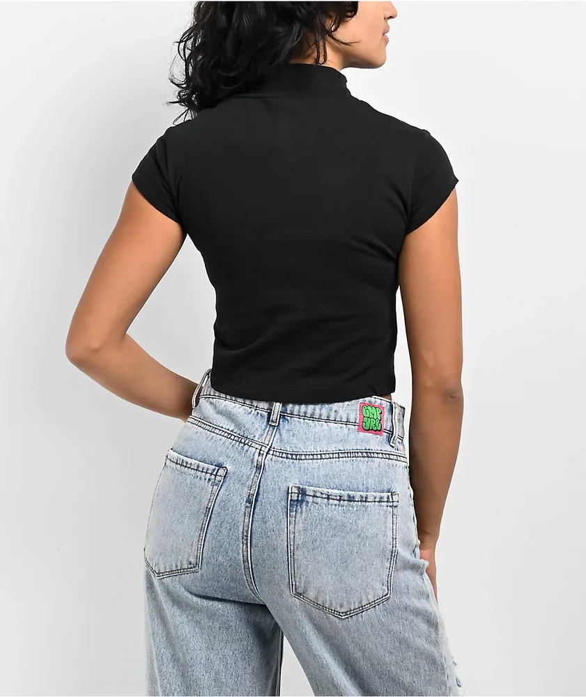 Converse Wordmark Black Mock Neck Crop T-Shirt at Mall of America