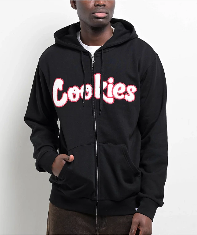 Cookies ブラック パーカー M Cookies Chenille Black Zip Hoodie | MainPlace Mall