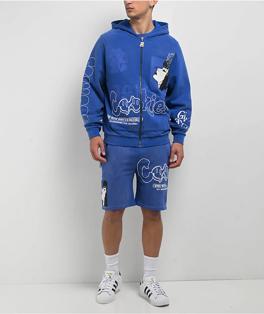 Cookies Florist Blue Wash Zip Hoodie at Hamilton Place in