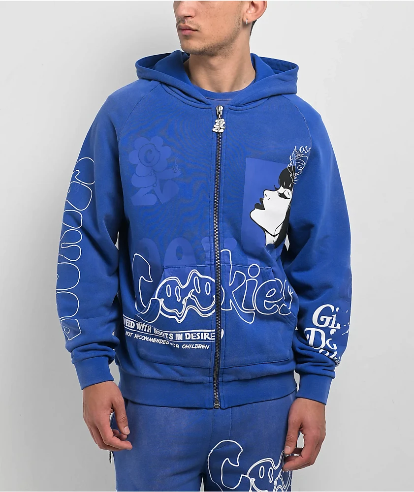 Cookies Florist Blue Wash Zip Hoodie | MainPlace Mall