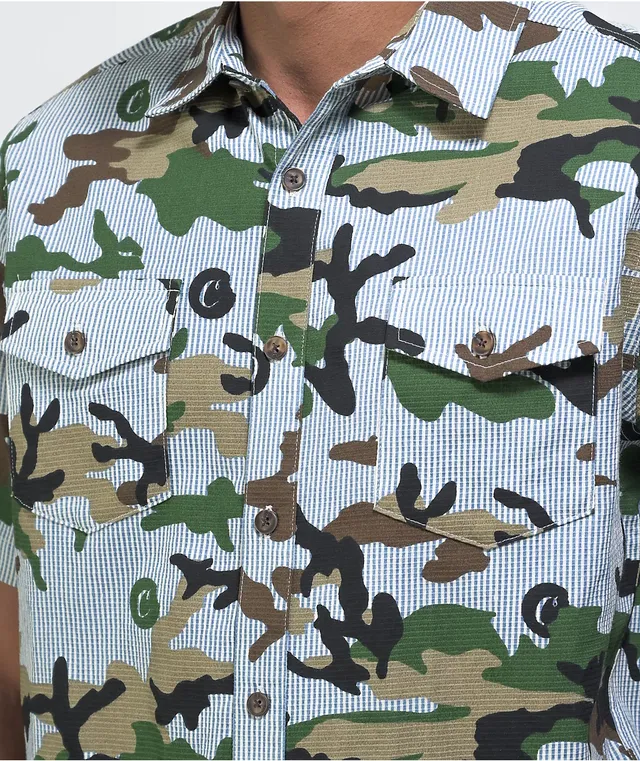Camo button up shirt short sleeve deals