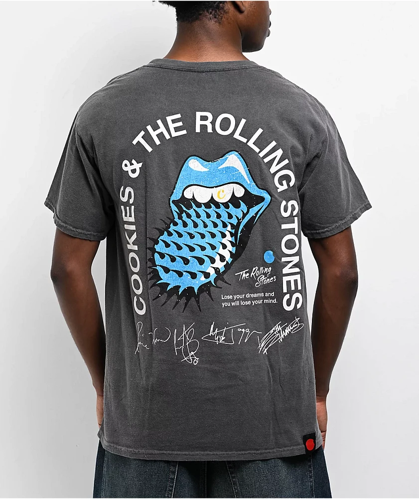 KKRolling Stones Tシャツ Cookies x The Rolling Stones Arch Black Wash T-Shirt | MainPlace Mall