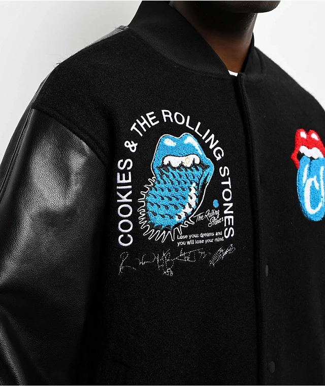 Cookies x The Rolling Stones Letterman Black Varsity Jacket at