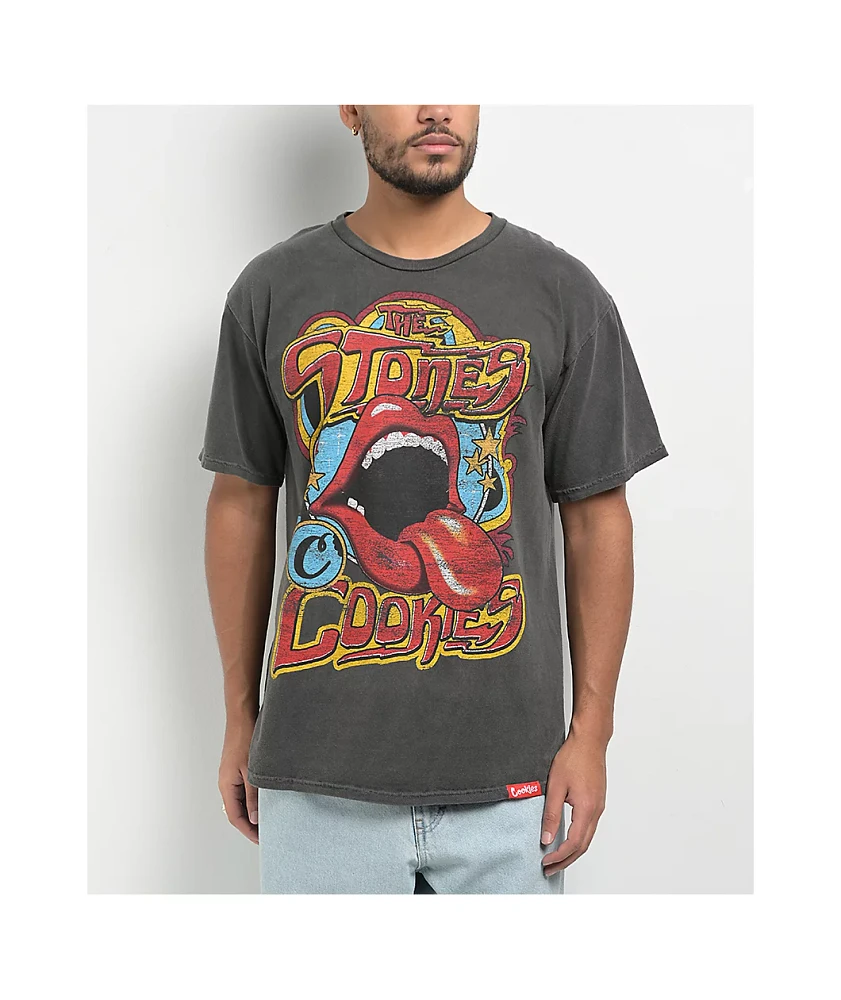 【Cookies】ローリングストーンズ FADED BLACK 黒 半袖Tシャツ CKS-x-Rolling-Stones-SS-Tee-
