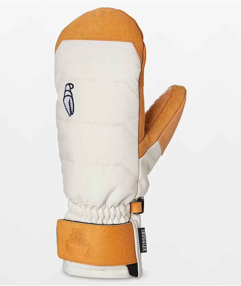 Crab Grab Snuggler White And Tan Women s Snow Mittens