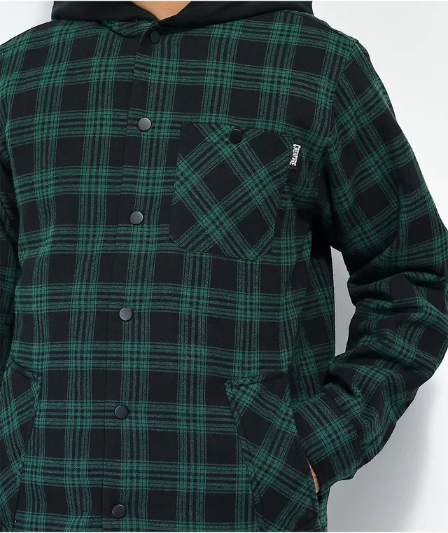 Green outlet hooded flannel