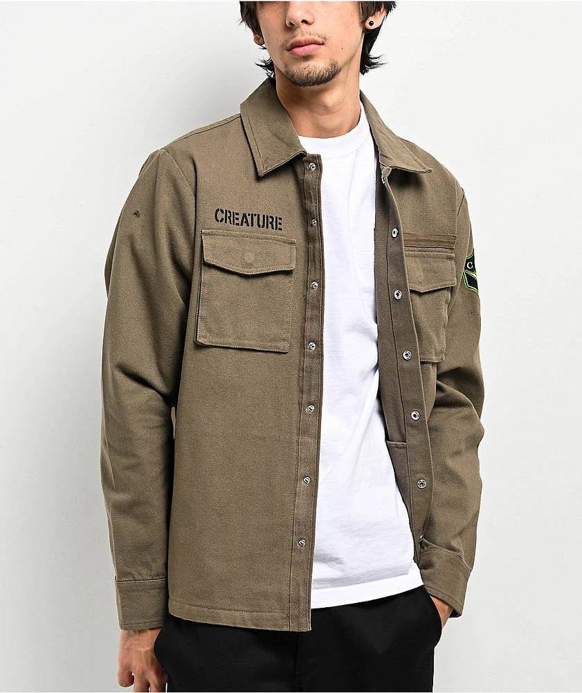 Army green shirt jacket hotsell