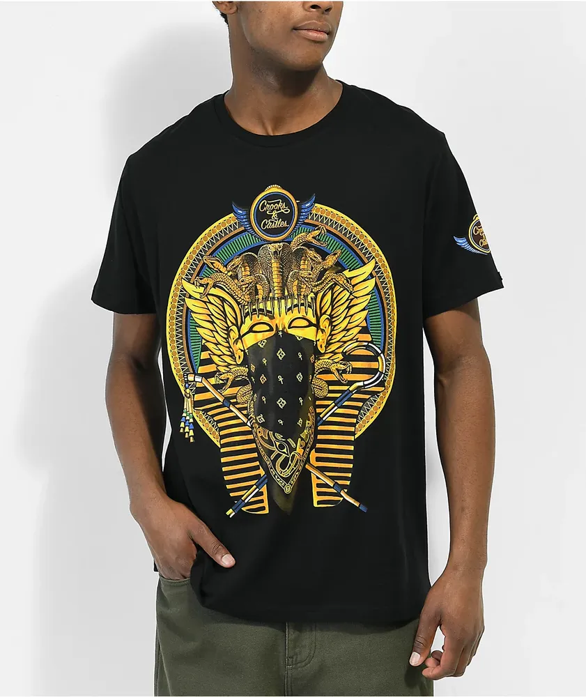 Crooks & Castles Hood Pope Graphic T-Shirt - Black Multi Color Design