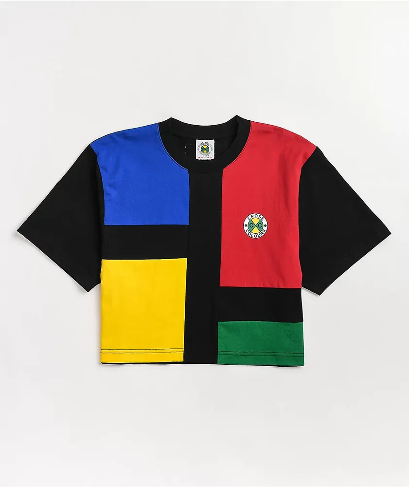 Cross Colours Assorted Black Colorblock Crop T-Shirt | Hamilton Place