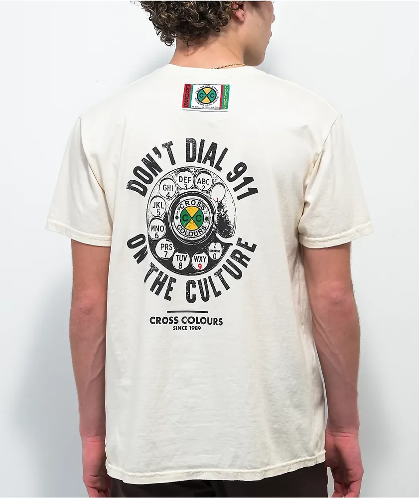 Cross Colours Don't Dial 911 Natural T-Shirt | CoolSprings Galleria