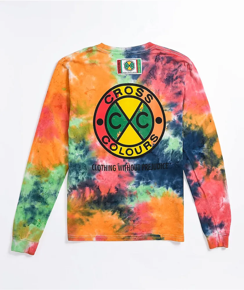 Adidas originals t-shirt with stripes and central logo in tie dye hot sale