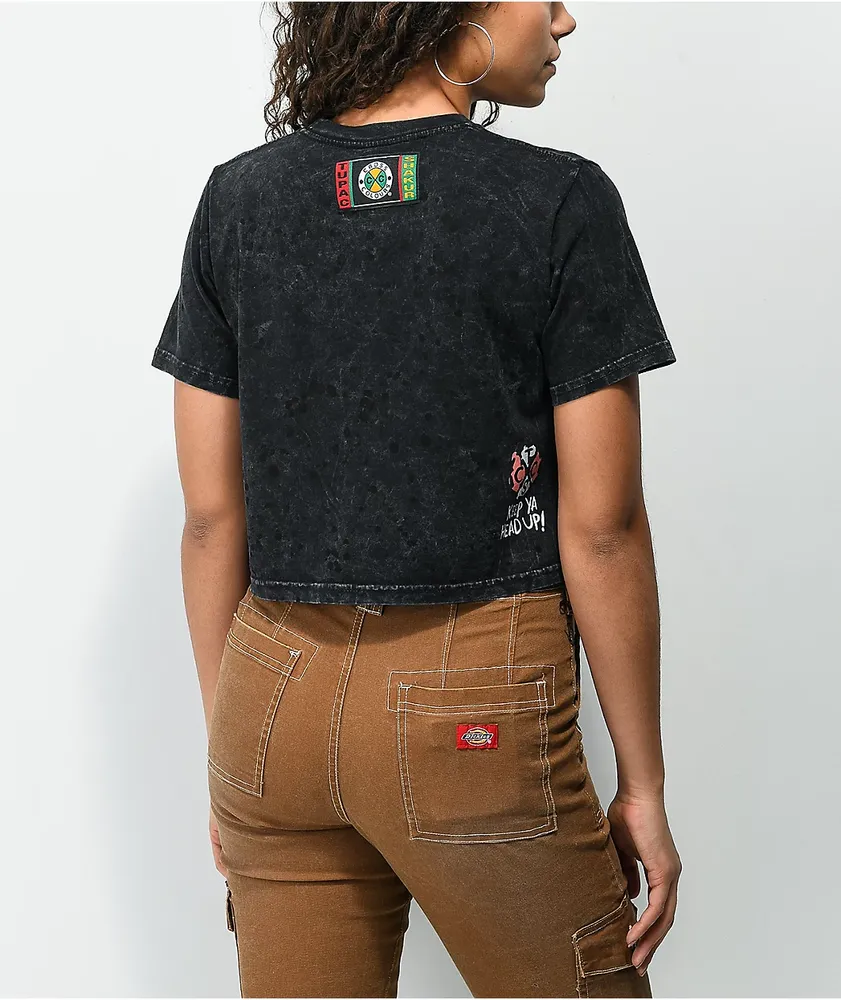 Cross Colours x Tupac Shakur Black Crop T-Shirt | Arden Fair