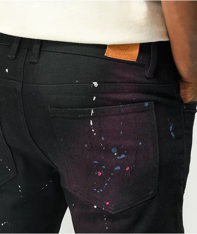 Mens black jeans with paint splatter online