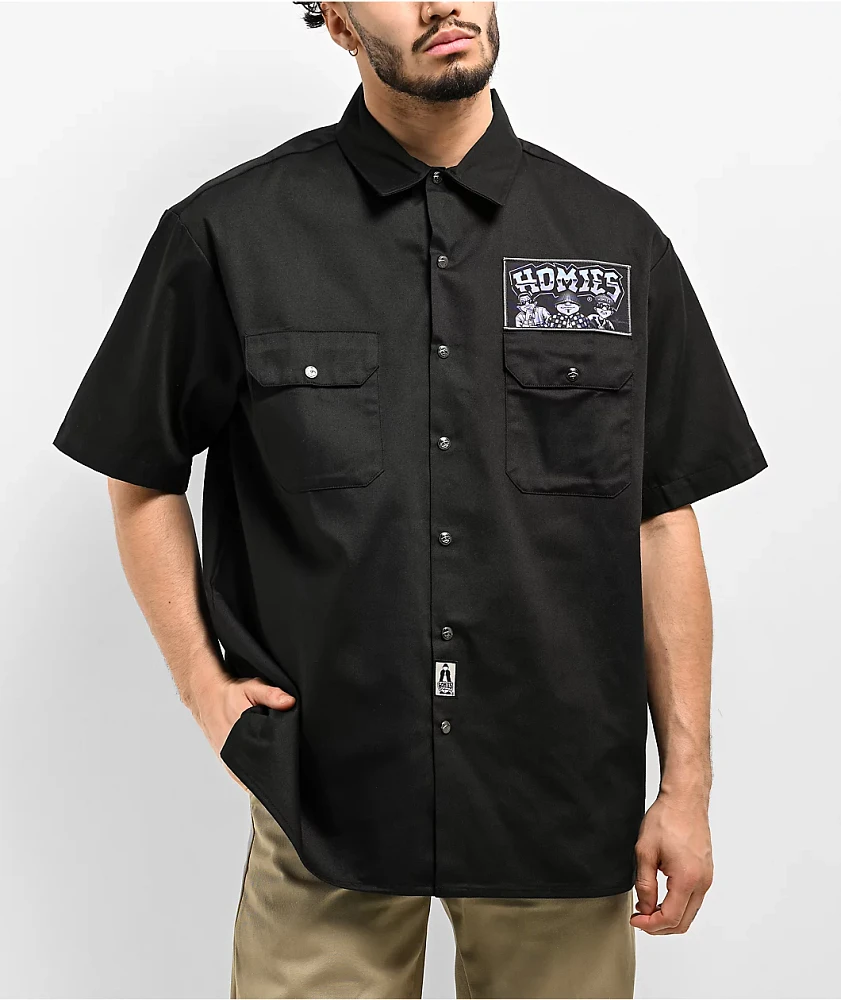 DGA Homies 8ball Trio Black Button Up Short Sleeve Shirt DGA Homies 8ball Trio Black Button Up Short Sleeve Shirt
