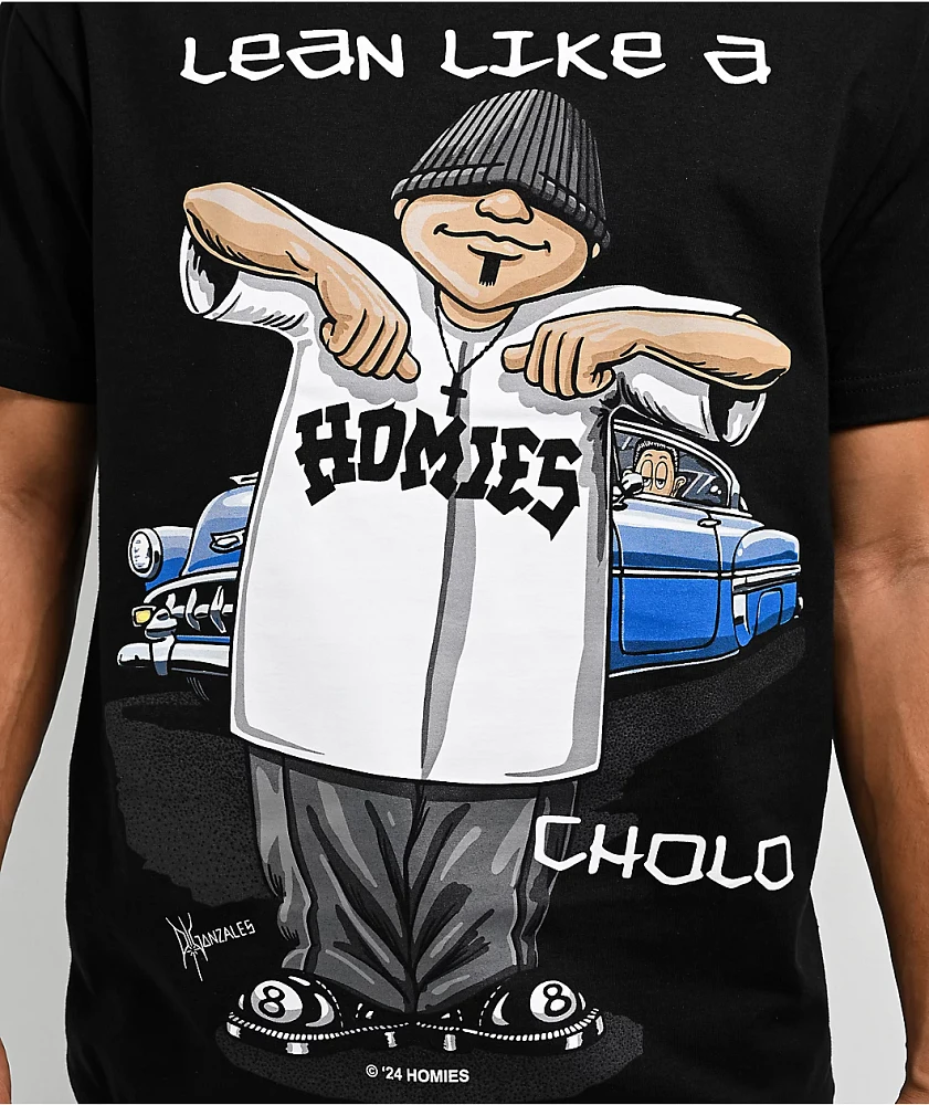 DGA Homies Lean Like A Cholo Black T-Shirt | Arden Fair
