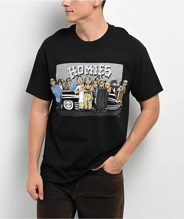 【ザ・森東×PARCO】HOMIES BIG TEE （2　BLACK） DGA Homies Big Face Droopy Black T-Shirt | Zumiez