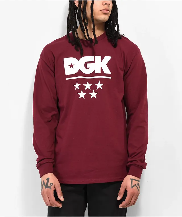 DGK All Star Burgundy Long Sleeve T-Shirt | Arden Fair