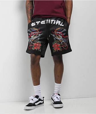 Any Means Possible AMP Star Print Black Mesh Shorts