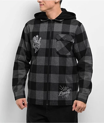 DGK Immortal Green & Black Hooded Zip Flannel Shirt | MainPlace Mall
