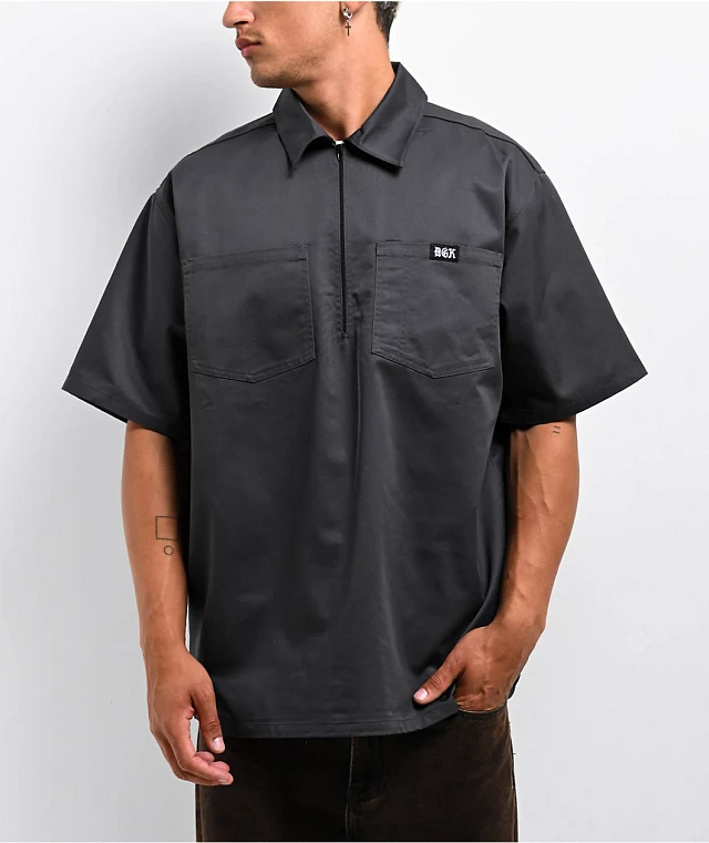 DGK Redemption Charcoal Quarter Zip Work Shirt | Liberty Center