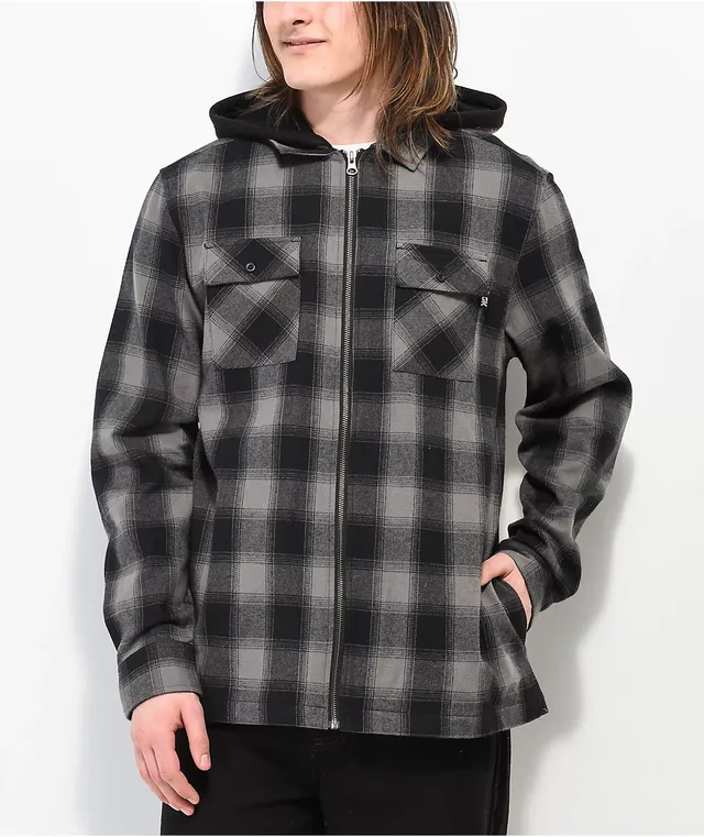 Grey hooded flannel store
