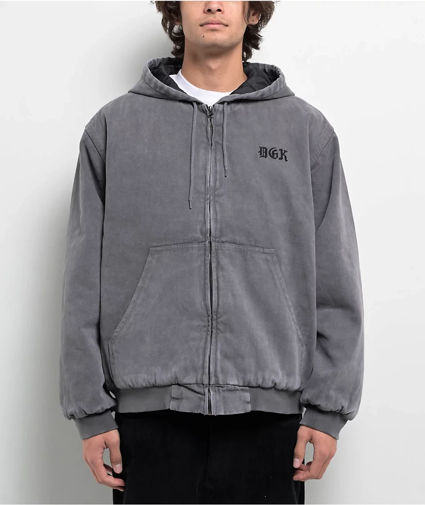 DGK Watcher Grey Wash Hooded Canvas Jacket | Liberty Center