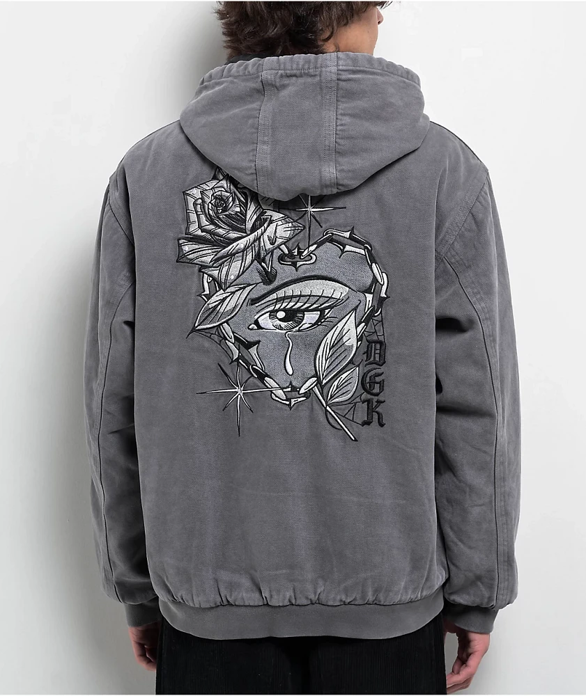 DGK Watcher Grey Wash Hooded Canvas Jacket at Hamilton Place in