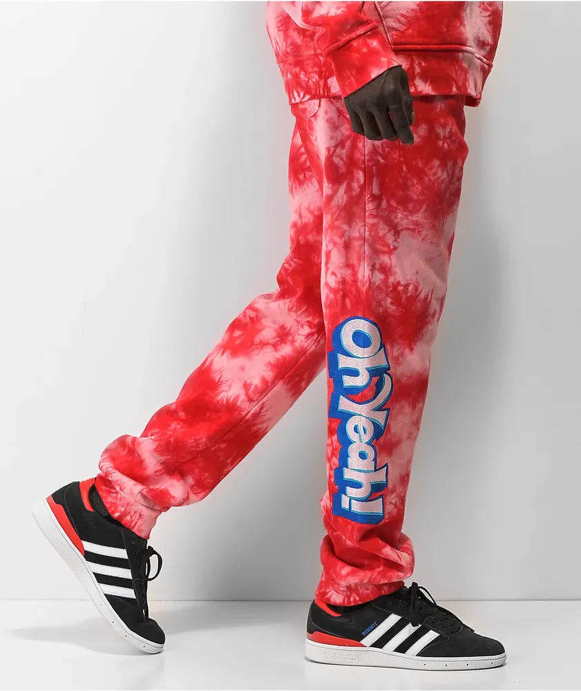 Red tie dye sweatsuit on sale