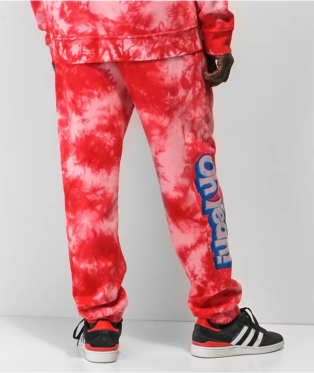 Red and white tie dye sweatpants clearance