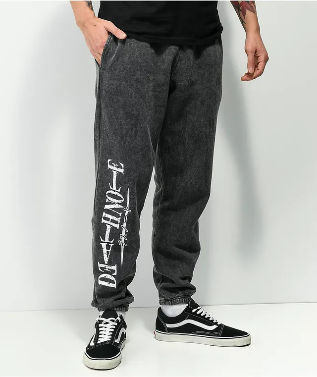 Neon Riot Death Note Washed Black Sweatpants | Arden Fair