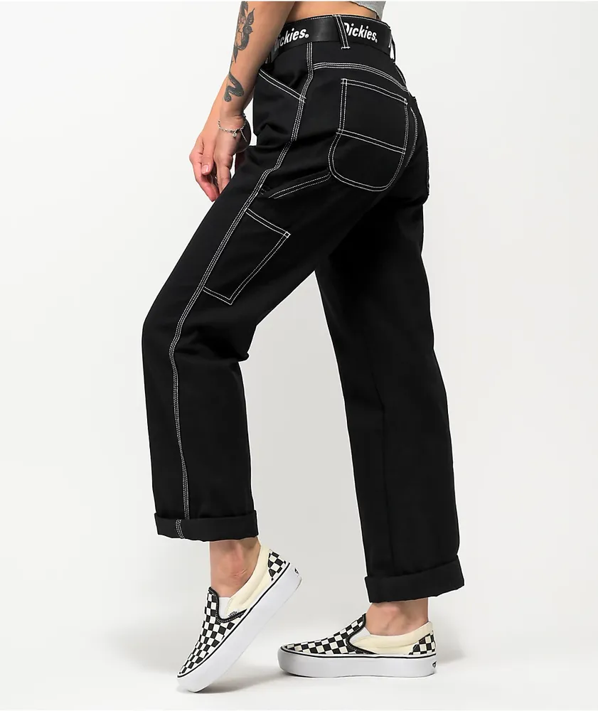 Dickies black carpenter pants with white contrast stitching clearance