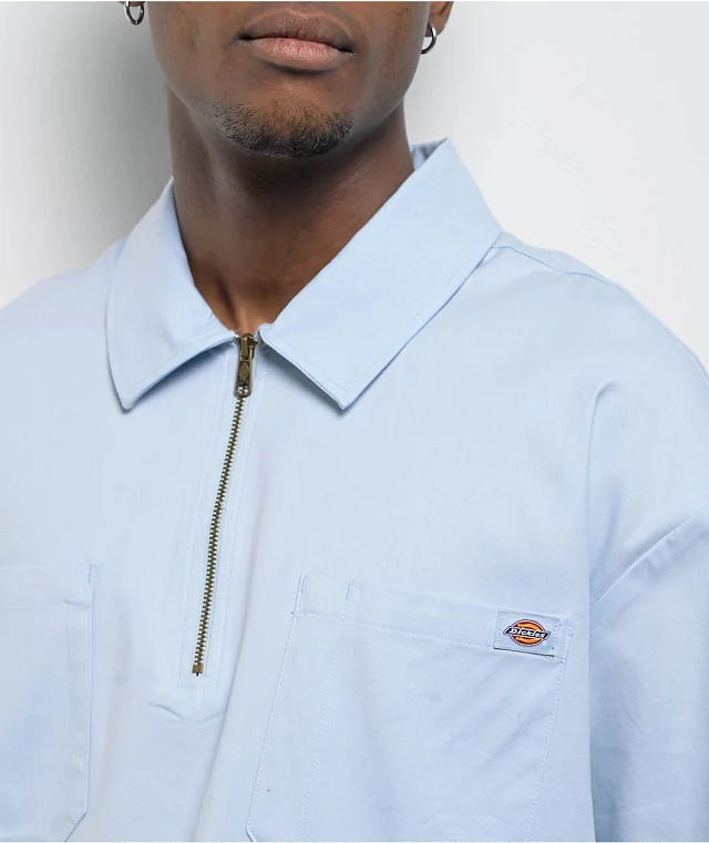 Dickies Ranch Light Blue Quarter Zip Work Shirt at Hamilton Place