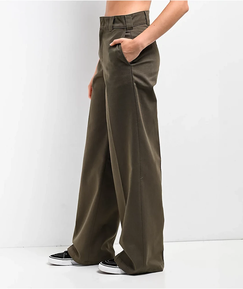 Dickies Wide Leg Military Green Work Pants | MainPlace Mall