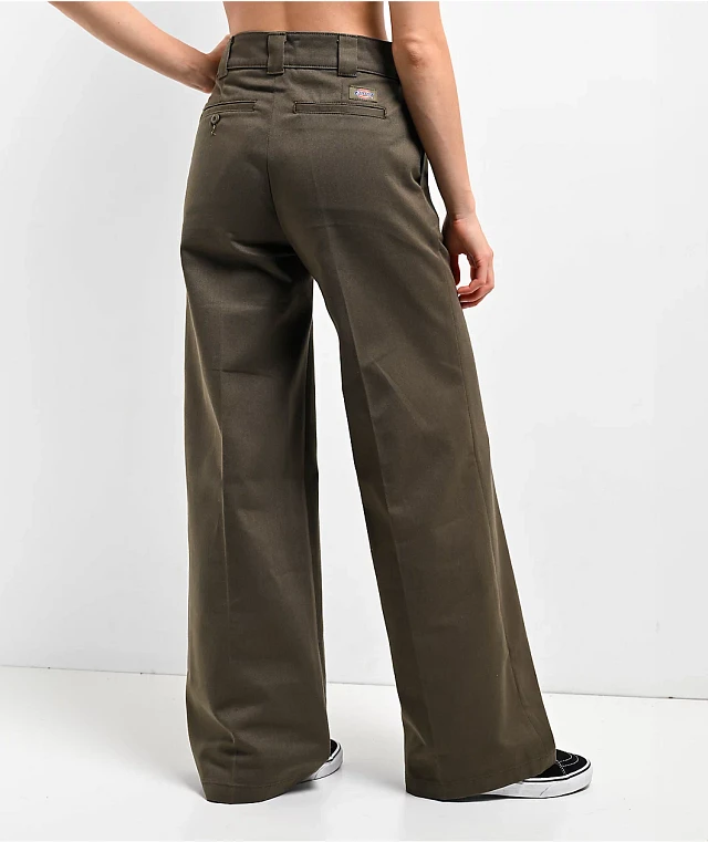 Dickies Wide Leg Military Green Work Pants | MainPlace Mall