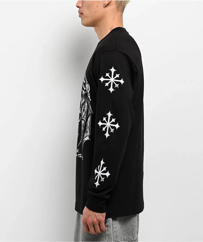 Disorder Skull N Wings Black Long Sleeve T-Shirt | MainPlace Mall