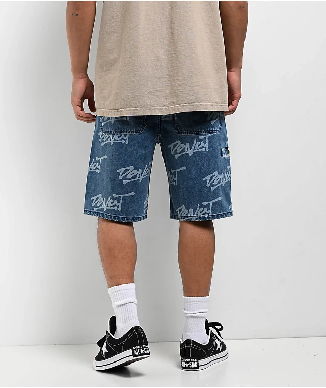 Donut Logo Blue Wash Denim Shorts | MainPlace Mall